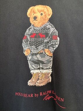 Ralph Lauren Black Polo Bear Hoodie with Multi-Color Bear Graphic